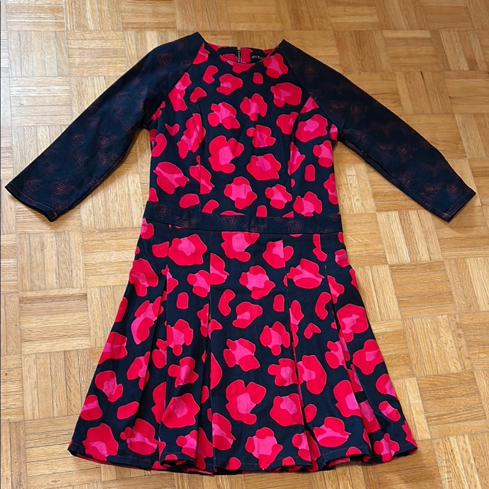 Hayley Elsaesser Stylish  Dress with Red Floral Pattern NWOT